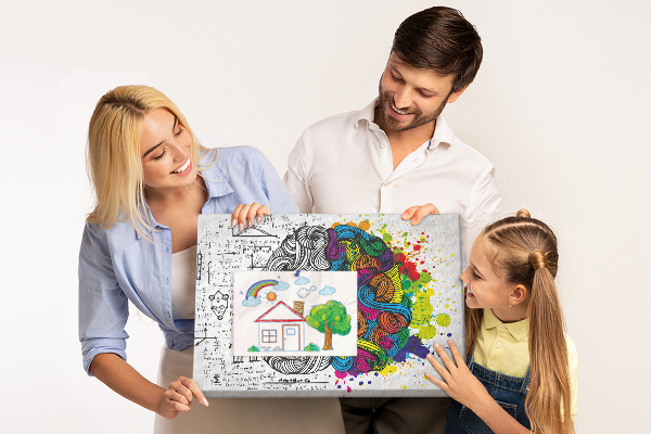 Korková tabuľa Mozog a kreativita v farebnej harmónii