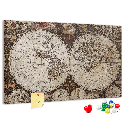 Korková nástenka na stenu Mapa starovekého sveta s geografickými detailmi