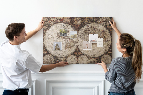 Korková nástenka na stenu Mapa starovekého sveta s geografickými detailmi