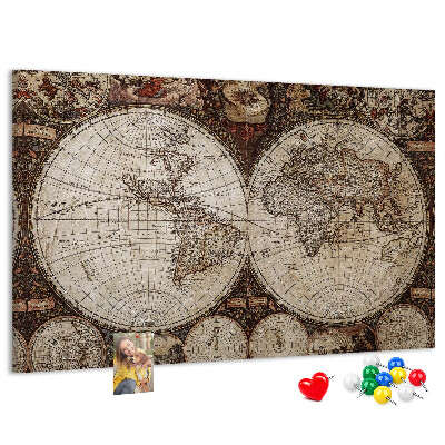 Korková nástenka na stenu Mapa starovekého sveta s geografickými detailmi