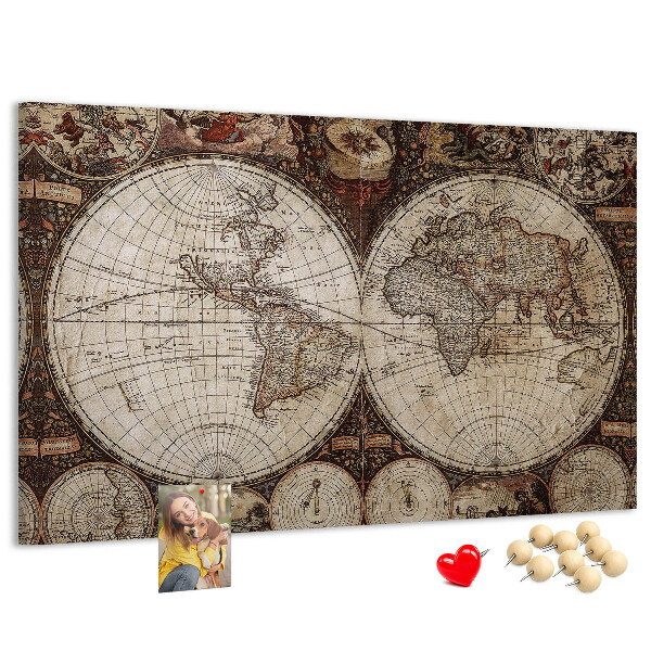 Korková nástenka na stenu Mapa starovekého sveta s geografickými detailmi