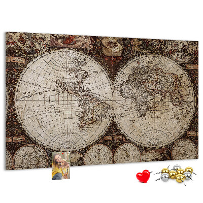 Korková nástenka na stenu Mapa starovekého sveta s geografickými detailmi