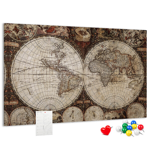 Korková nástenka na stenu Mapa starovekého sveta s geografickými detailmi
