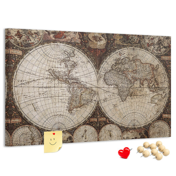 Korková nástenka na stenu Mapa starovekého sveta s geografickými detailmi