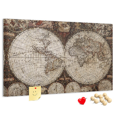 Korková nástenka na stenu Mapa starovekého sveta s geografickými detailmi