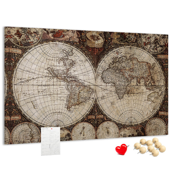 Korková nástenka na stenu Mapa starovekého sveta s geografickými detailmi