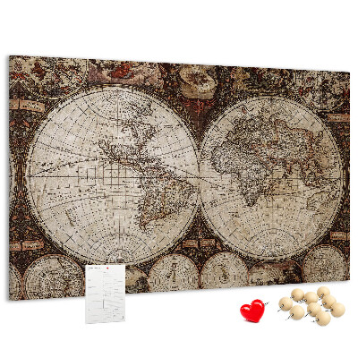 Korková nástenka na stenu Mapa starovekého sveta s geografickými detailmi