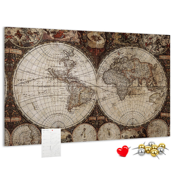 Korková nástenka na stenu Mapa starovekého sveta s geografickými detailmi