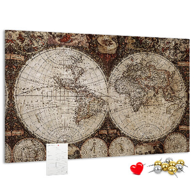 Korková nástenka na stenu Mapa starovekého sveta s geografickými detailmi
