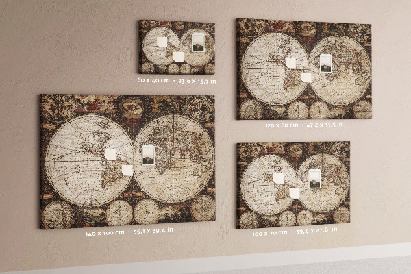 Korková nástenka na stenu Mapa starovekého sveta s geografickými detailmi