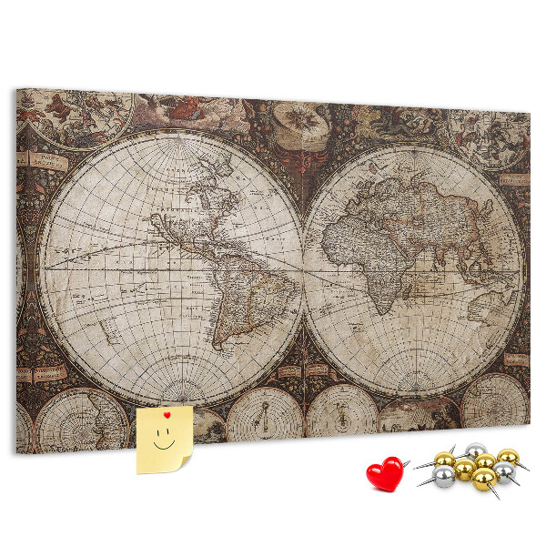 Korková nástenka na stenu Mapa starovekého sveta s geografickými detailmi