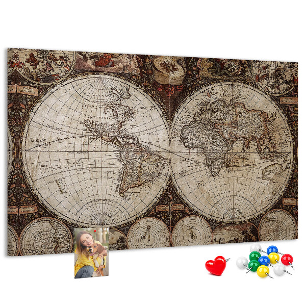 Korková nástenka na stenu Mapa starovekého sveta s geografickými detailmi
