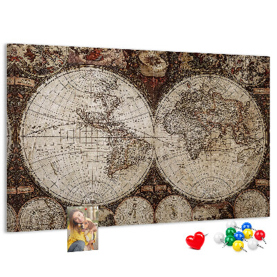 Korková nástenka na stenu Mapa starovekého sveta s geografickými detailmi