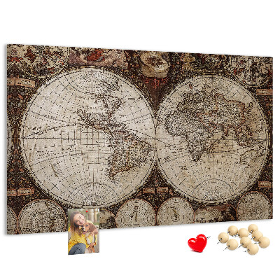 Korková nástenka na stenu Mapa starovekého sveta s geografickými detailmi