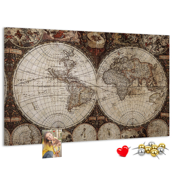 Korková nástenka na stenu Mapa starovekého sveta s geografickými detailmi