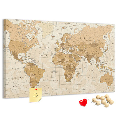Korková tabuľa Mapa starovekého sveta v odtieňoch hnedej