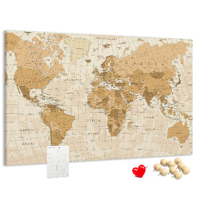 Korková tabuľa Mapa starovekého sveta v odtieňoch hnedej
