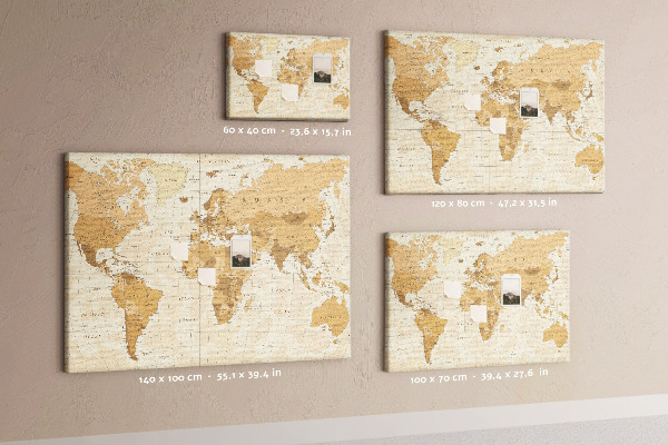 Korková tabuľa Mapa starovekého sveta v odtieňoch hnedej