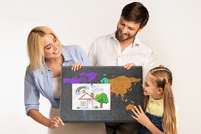 Nástenka Farebná mapa sveta na tmavom pozadí