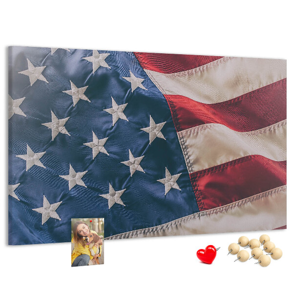 Korková nástenka na stenu Americká vlajka s výraznými hviezdami.