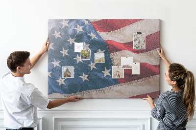 Korková nástenka na stenu Americká vlajka s výraznými hviezdami.