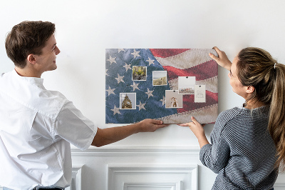 Korková nástenka na stenu Americká vlajka s výraznými hviezdami.