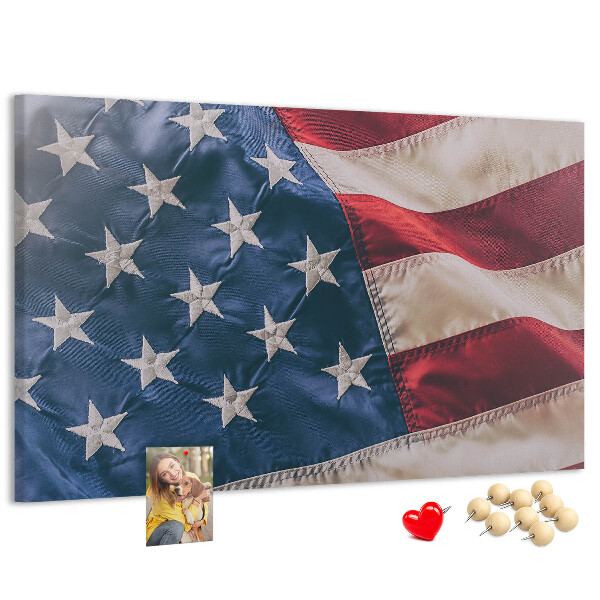Korková nástenka na stenu Americká vlajka s výraznými hviezdami.