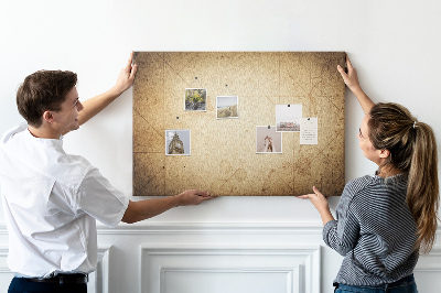 Korková nástenka na stenu Staroveká mapa s vyznačenými bodmi