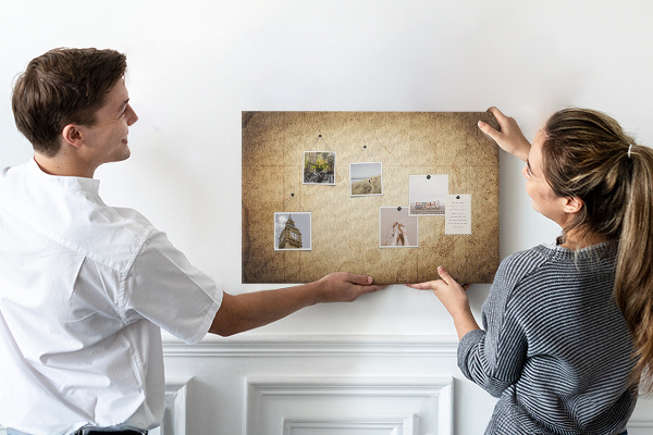 Korková nástenka na stenu Staroveká mapa s vyznačenými bodmi