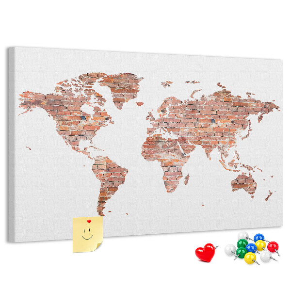 Nástenka Mapa sveta v štýle tehál