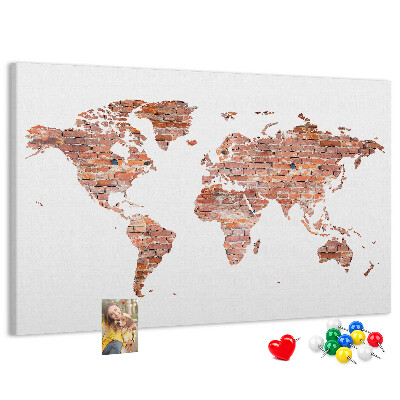 Nástenka Mapa sveta v štýle tehál