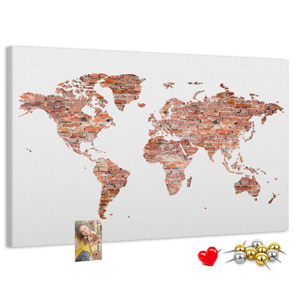 Nástenka Mapa sveta v štýle tehál