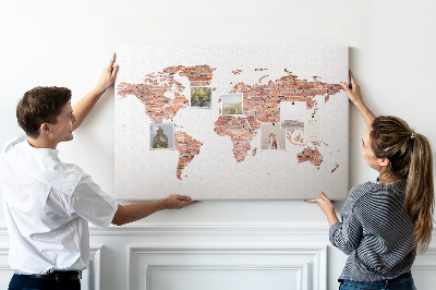 Nástenka Mapa sveta v štýle tehál