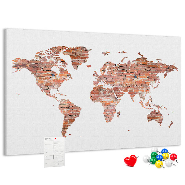 Nástenka Mapa sveta v štýle tehál