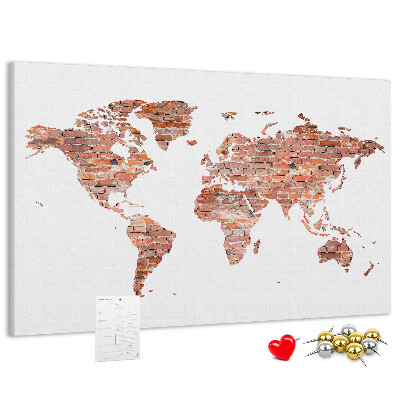 Nástenka Mapa sveta v štýle tehál