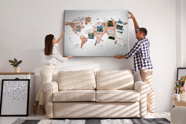 Nástenka Mapa sveta v štýle tehál