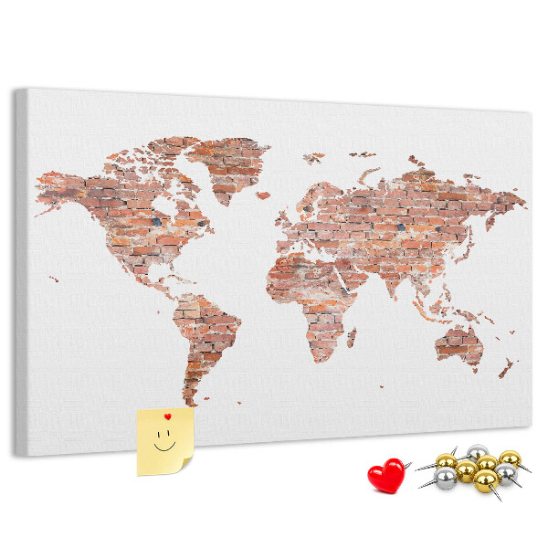 Nástenka Mapa sveta v štýle tehál