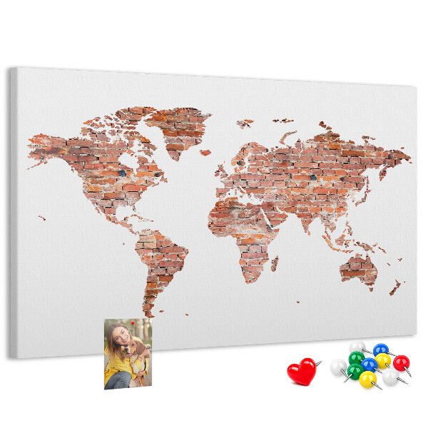 Nástenka Mapa sveta v štýle tehál
