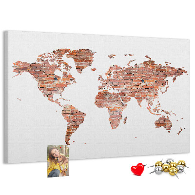 Nástenka Mapa sveta v štýle tehál