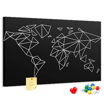 Korková nástenka na stenu Geometria sveta v bielych kontúrach