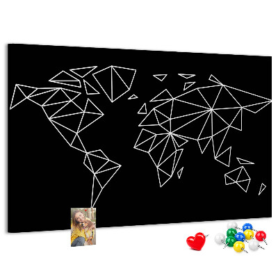 Korková nástenka na stenu Geometria sveta v bielych kontúrach