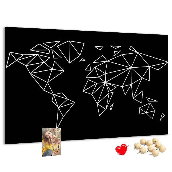 Korková nástenka na stenu Geometria sveta v bielych kontúrach