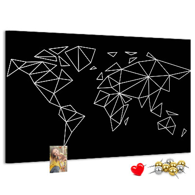 Korková nástenka na stenu Geometria sveta v bielych kontúrach