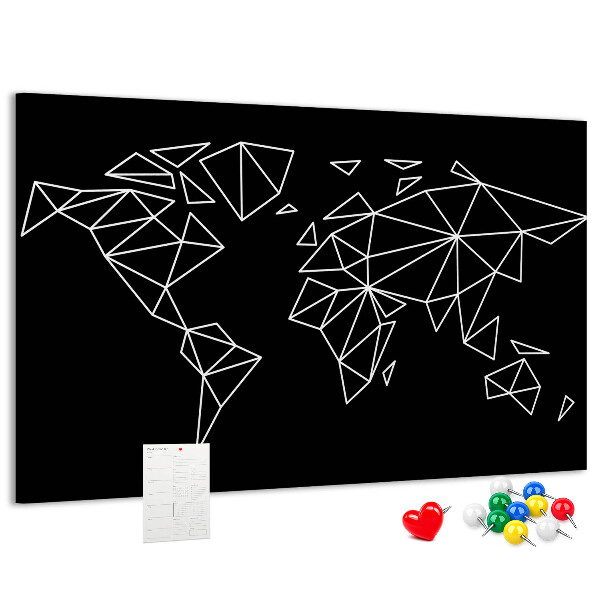Korková nástenka na stenu Geometria sveta v bielych kontúrach
