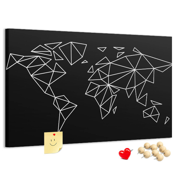 Korková nástenka na stenu Geometria sveta v bielych kontúrach
