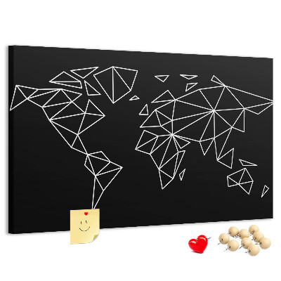Korková nástenka na stenu Geometria sveta v bielych kontúrach