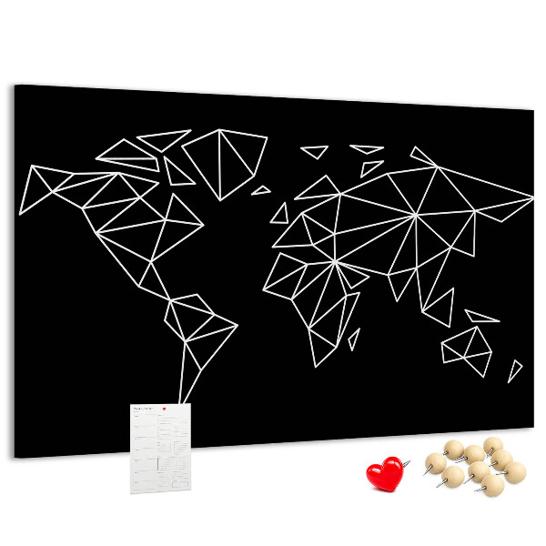 Korková nástenka na stenu Geometria sveta v bielych kontúrach