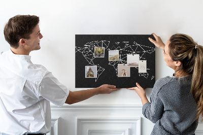 Korková nástenka na stenu Geometria sveta v bielych kontúrach