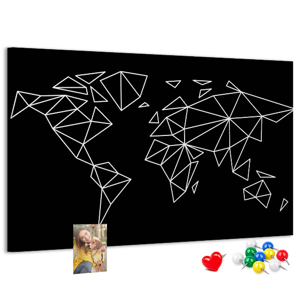 Korková nástenka na stenu Geometria sveta v bielych kontúrach