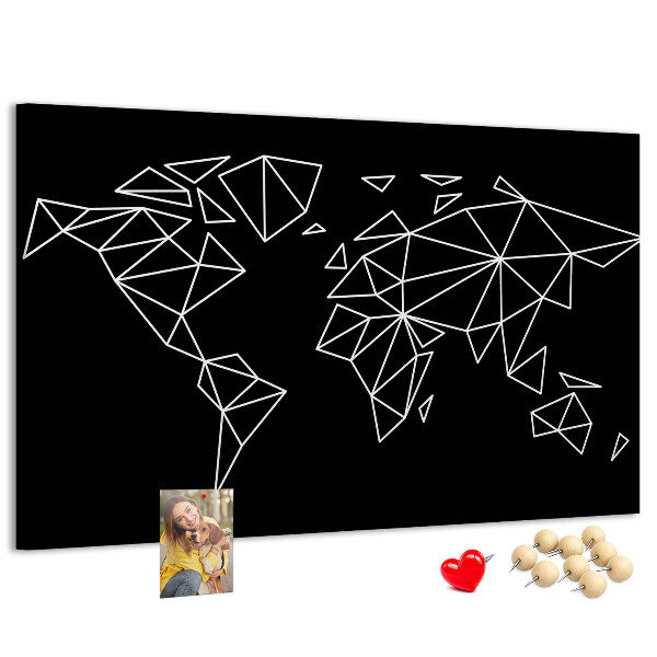 Korková nástenka na stenu Geometria sveta v bielych kontúrach